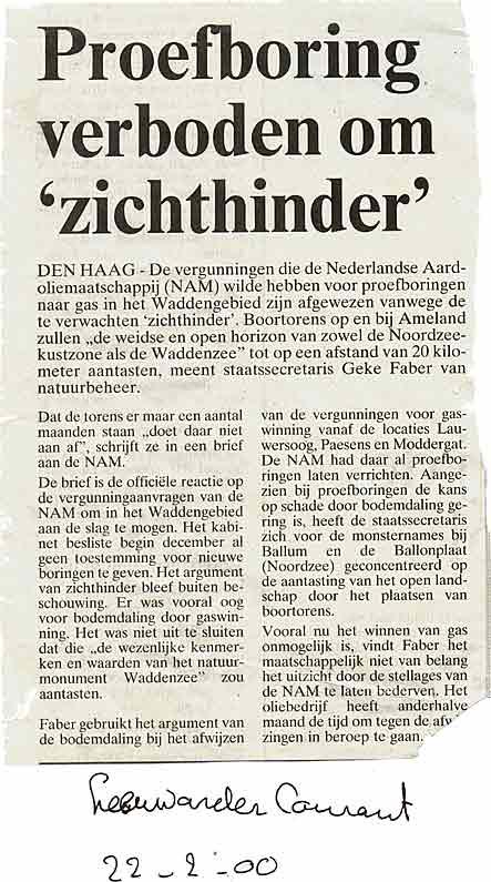Ander artikel in de Leeuwarder Courant van 22-2-2000