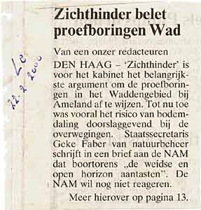 Artikel in de Leeuwarder Courant van 22-02-2000